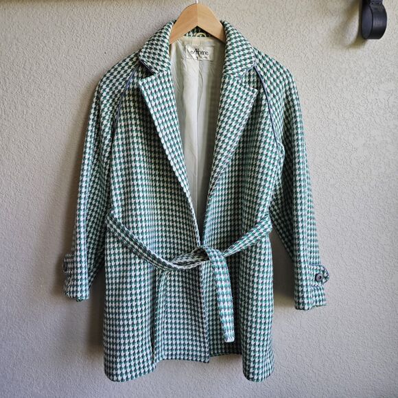 Athene Prêt Á Porter Houndstooth Coat Wool Cashmere Japan Sz 11 - Picture 10 of 10